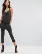 G-star Jersey Jumpsuit With Tie Waist - Gray