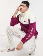 Arcminute Overhead Zip Polar Fleece Sweatshirt In Ecru/purple-white