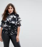 Religion Plus High Neck Top In Star Print - Black