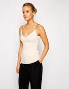 Asos Top With Plunge Neck And Chain Straps - Nude