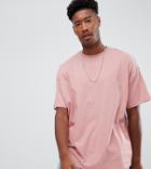 Asos Design Tall Organic Oversized Fit T-shirt With Crew Neck In Pink - Pink