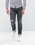 Armani Jeans J06 Slim Fit Stretch Gray Distressed Jeans - Gray