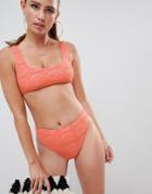 Asos Design Mix And Match Crochet Crop Bikini Top - Orange