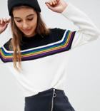 E.l.k Fitted Sweater With Rainbow Stripe Detail - Multi