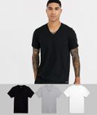 Calvin Klein 3 Pack V Neck T-shirts In Multi
