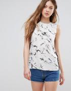 Vero Moda Sleeveless Graphic Print Top - Navy