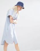 Monki Oversized Sleeveless Shirt Dress - Blue Chambray