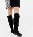 Asos Design Wide Fit Extra Wide Leg Connie Faux Shearling Knee Boots - Black