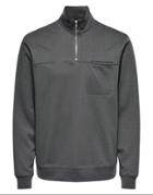 Only & Sons Quarter Zip Sweatshirt With Silver Zip In Gray