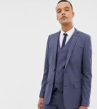 Asos Design Tall Slim Suit Jacket In Slate Blue - Blue