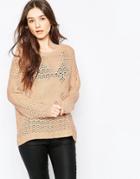 Vila Kimberly Textured Tie Back Sweater - Brown