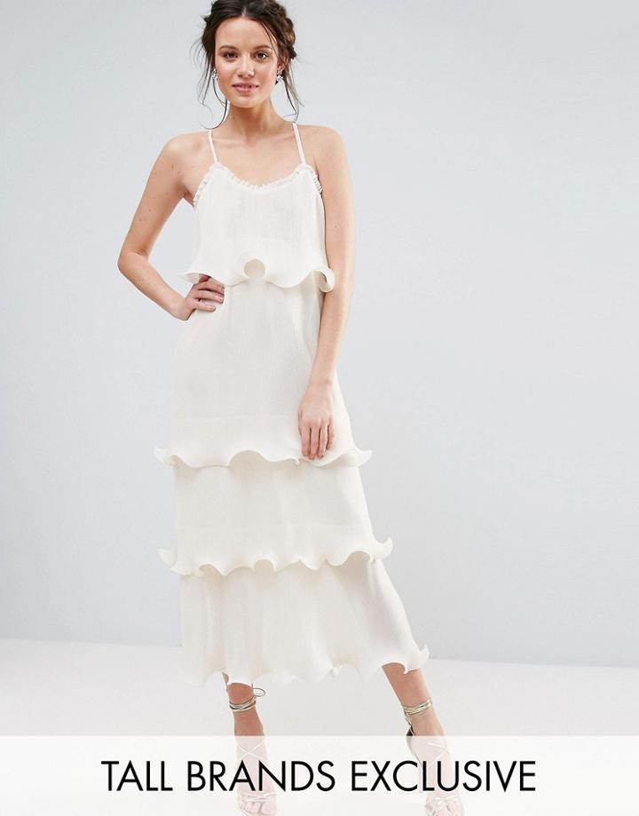 True Decadence Tall Pleated Layer Cami Dress - Cream