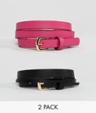 Asos 2 Pack Hot Pink And Black Waist & Hip Belts - Multi