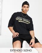 Asos Dark Future Oversized T-shirt With Front Graphic Varsity Print In Black