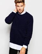 Asos Chenille Ribbed Sweater - Navy