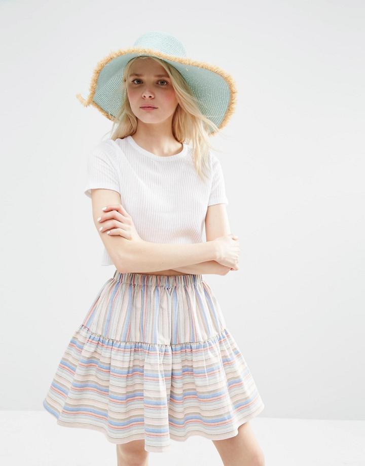 Asos Mint Raw Edge Floppy Straw Hat - Mint
