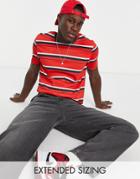 Asos Design Stripe T-shirt In Red & Blue