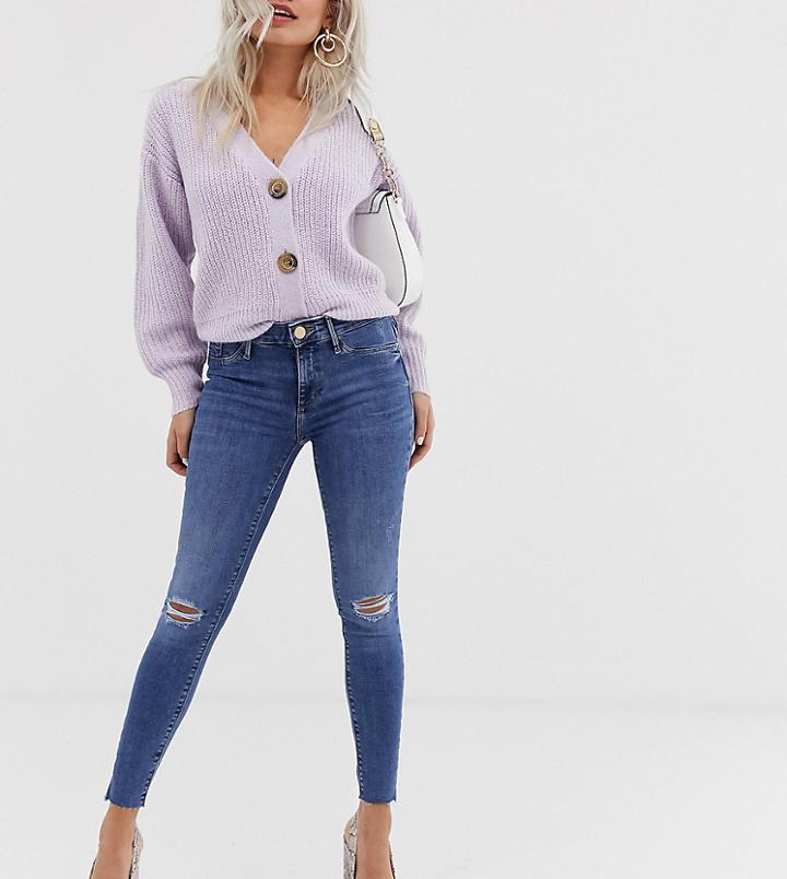 River Island Petite Molly Serena Jeggings In Mid Wash - Blue