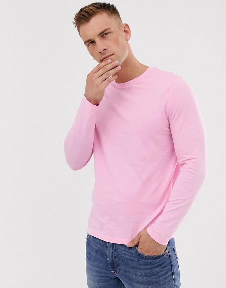 Asos Design Organic Long Sleeve T-shirt In Purple - Pink