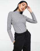 Whistles Wide Rib Heather Jersey Top In Gray
