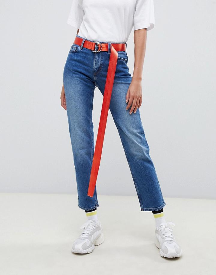 Monki Monokomi Straight Leg Jeans In Blue - Blue