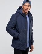 Asos Quilted Jacket With Contrast Shoulder Panel In Navy - Navy