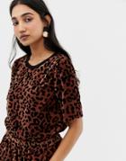 In Wear Velvet Leopard Print Top - Brown