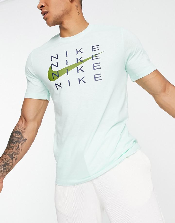 Nike Training Dri-fit Repeat Logo Slub T-shirt In Dusty Green