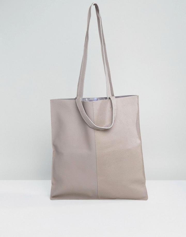 Warehouse Leather Double Handle Bag - Gray