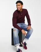 Polo Ralph Lauren Icon Logo Long Sleeve Slim Fit Pique Polo In Burgundy Heather-red