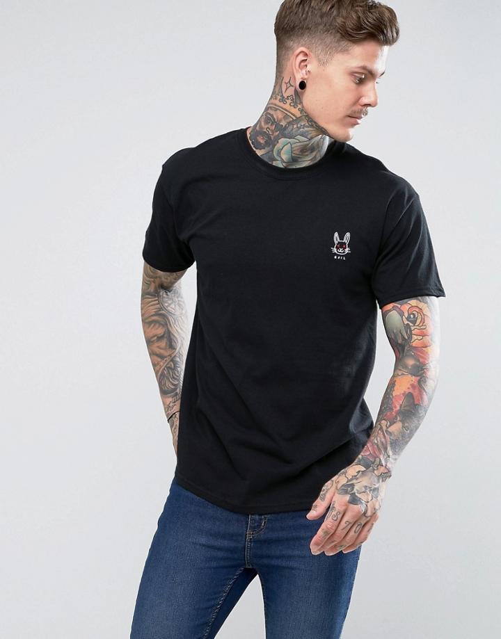 New Love Club Embroidered Evil Bunny T-shirt - Black