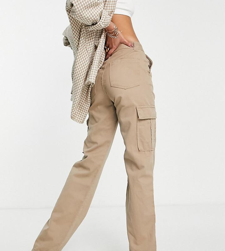 Stradivarius Str Tall Straight Leg Cargo Pants In Stone-neutral