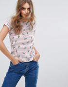 Pull & Bear Stripe T-shirt With Pineapples - White