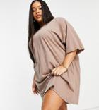 Asos Design Curve Oversized T-shirt Dress In Mink-pink