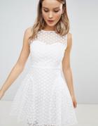 Zibi London Crochet Skater Dress-white