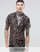 Reclaimed Vintage Chiffon Shirt In Animal Print In Regular Fit - Brown