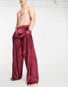 Asos Design Lounge Satin Sweatpants With Pin Tucks-red