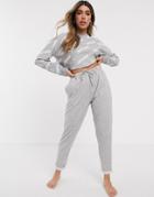 Asos Design Lounge Waffle Offline Sweater-gray