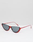 Asos Design Sliced Top Extreme Cat Eye Sunglasses - Blue