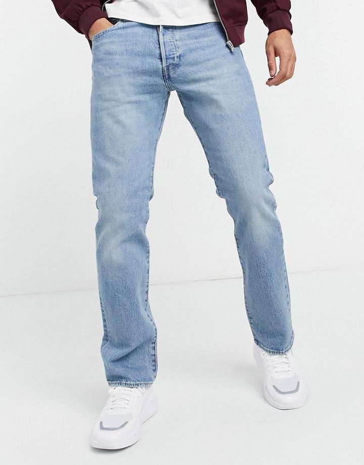 Levi's 501 Original Straight Fit Jeans In Basil Sand Mid Indigo Light Wash-blues