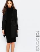 Brave Soul Tall Belted Trench - Black