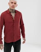 Asos Design Regular Fit Viscose Shirt In Rust-orange