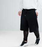 Asos Plus Oversized Short With Lace Megging Layer - Black