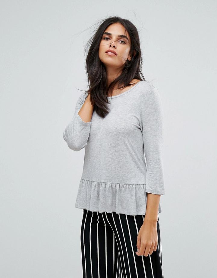 Only Flin Frill Hem Top - Gray