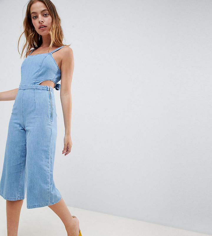New Look Petite Denim Jumpsuit - Blue