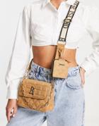 River Island Quilted Cross-body Bag In Brown