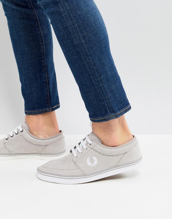 Fred Perry Stratford Micro Fibre Sneakers In Gray - Gray