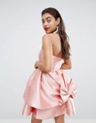Asos Design Double Layer Mini Prom Dress With Bow - Orange