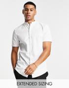 Asos Design Premium Fit Slim Sateen Shirt With Mandarin Collar In White