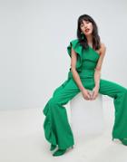 Unique 21 Tailored Jumpsuit With Frill Detail - Green